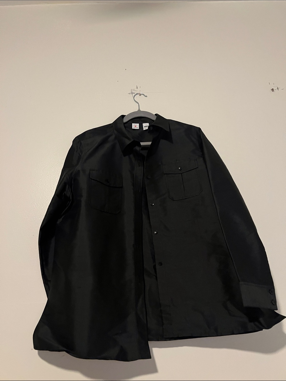 Black Long Sleeve Button-Up Shirt 100% silk woman’s wear